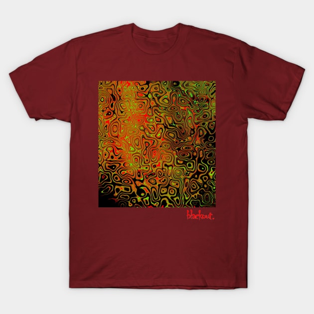 Amoeba Algal Bloom in Red and Green by Blackout Design T-Shirt by Blackout Design